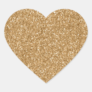 Gold Glitzy Glam Sparkle Glitter Heart Sticker