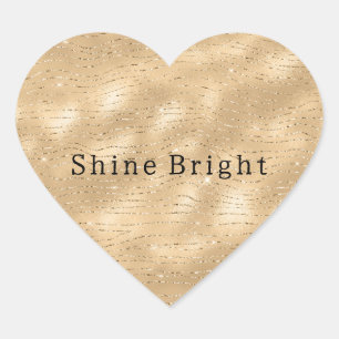 Gold Glitzy Glam Stripes Heart Sticker