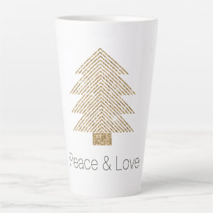 Gold Glitzy Glitter Christmas Tree    Latte Mug