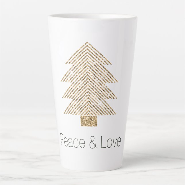 Gold Glitzy Glitter Christmas Tree    Latte Mug (Front)