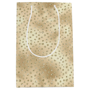 Gold Glitzy Glitter Dots Medium Gift Bag