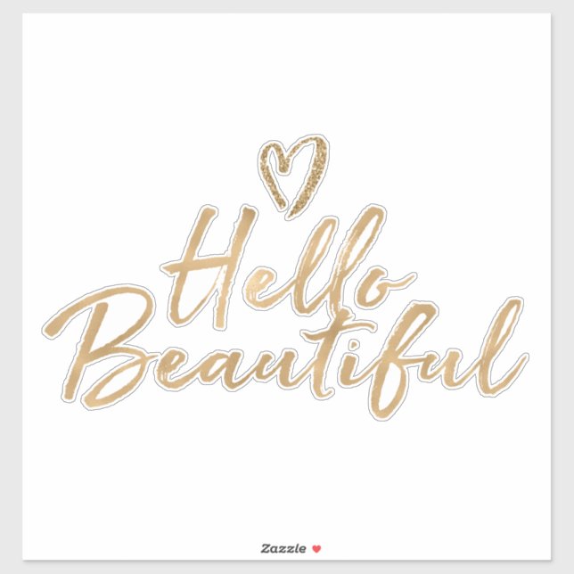 Gold Glitzy Glitter Glam Hello Beautiful Heart (Sheet)