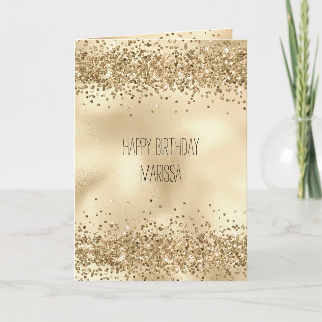Gold Glitzy Glitter Sparkle Confetti       Card (Front)