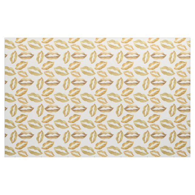 Gold Glitzy Lips Kiss Fabric (Fat Quarter)