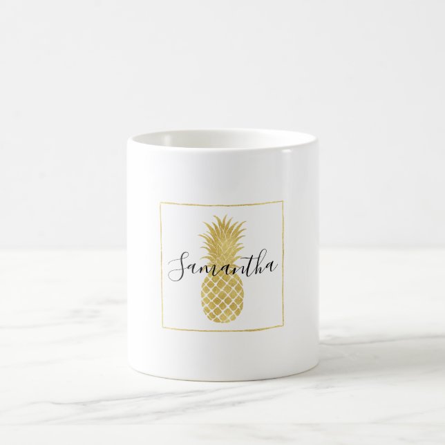 Gold Glitzy Pineapple Coffee Mug (Center)
