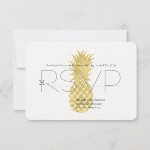 Gold Glitzy Pineapples RSVP Card