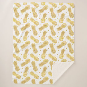 Gold Glitzy Pineapples Sherpa Blanket
