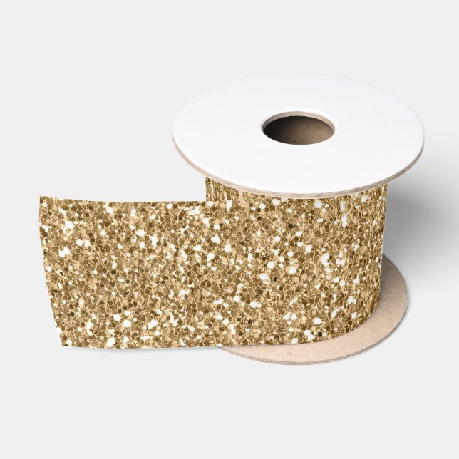 Gold Glitzy Sparkle Glitter Satin Ribbon (Spool)