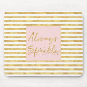 Gold Glitzy Stripes Sparkle Mouse Pad