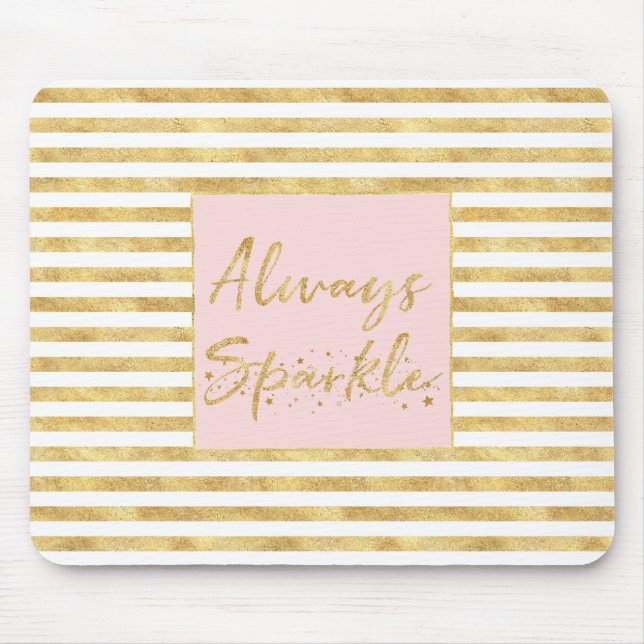 Gold Glitzy Stripes Sparkle Mouse Pad (Front)