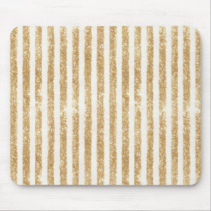 Gold Glitzy Stripes Sparkle Mouse Pad