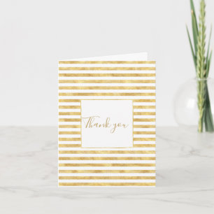 Gold Glitzy Stripes Thank You Card