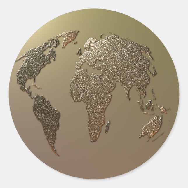 Gold Globe Classic Round Sticker (Front)