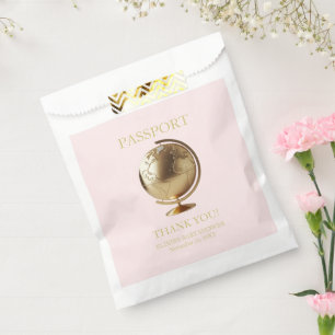 Gold Globe Passport Travel Baby Shower Favour Bags