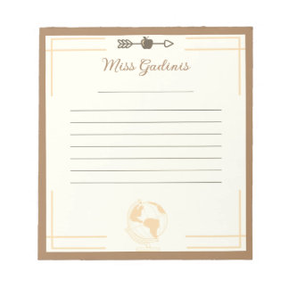 Gold Globe Teacher Notepad