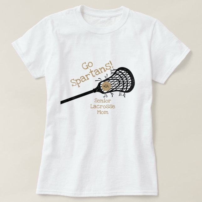 Gold Go Team Lacrosse Mum T-Shirt (Design Front)