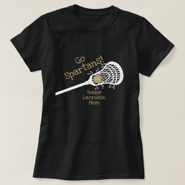 Gold Go Team Lacrosse Mum T-Shirt (Design Front)