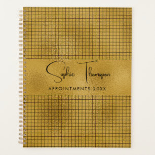 Gold golden grid plaid new year planner