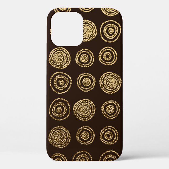 Gold Golden, hand drawn pattern with circles. Abst Case-Mate iPhone Case (Back)