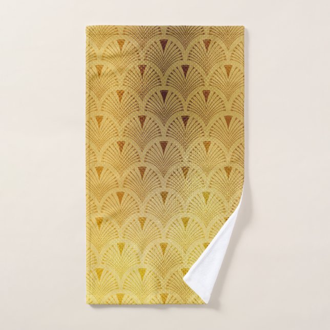 Gold ,golden,luxe , chic ,art deco ,pattern ,deco hand towel (Hand Towel)