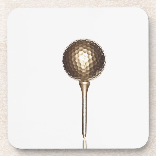 Gold golf ball and tee coaster (Front)