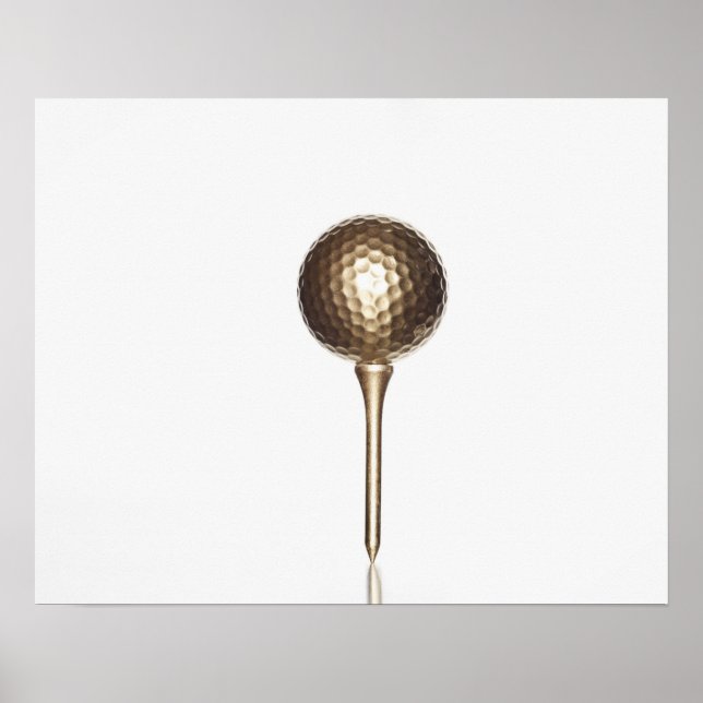 Gold golf ball and tee poster (Front)