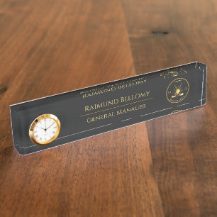 Gold Golf Clubs Desk Name Plate