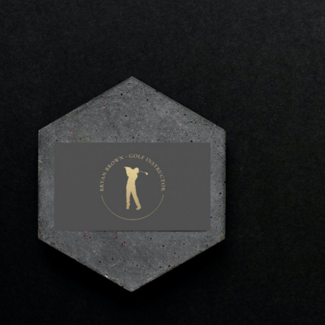 Gold Golf Player - Instructor Business Card (Creator Uploaded)