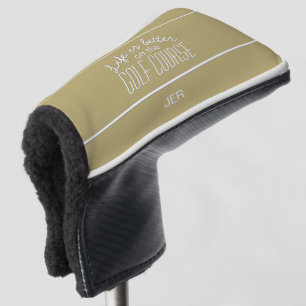 Gold Golfer Course Quote Personalised Initials Golf Head Cover