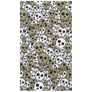 Gold Gothic Skull Pattern Print Tablecloth