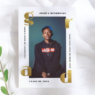 Gold Grad   Bold Photo Graduation Announcement