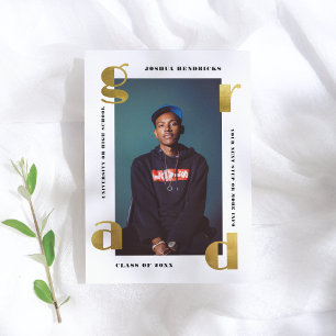 Gold Grad Bold Photo Graduation Announcement
