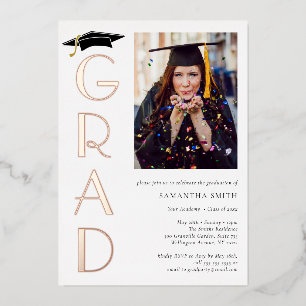 Gold Grad Cap Modern Typography Graduation Party