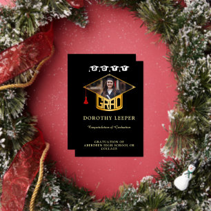 Gold Grad Cap & Photo Graduation Announcement