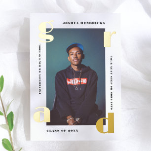 Gold Grad Foil Pressed Photo Announcement