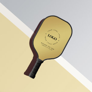 Gold Gradient Business Company Custom Logo & Text Pickleball Paddle