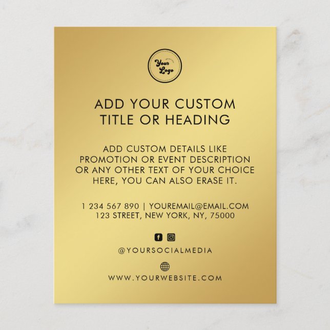 Gold Gradient Custom Business Logo & Social Media Flyer (Front)