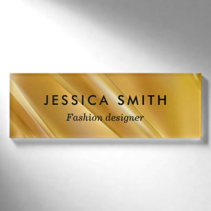 Gold gradient diagonal lines name tag