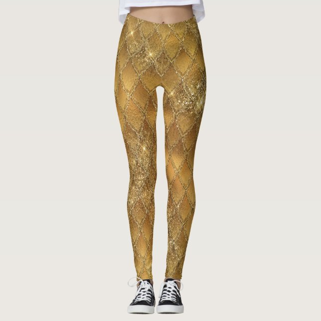 Gold Gradient Dragon Scales Leggings (Front)