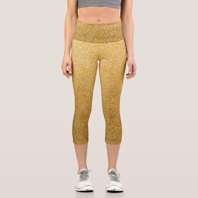 Gold Gradient Glitters Capri Leggings (Front)