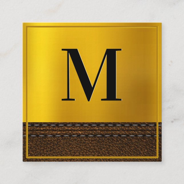 Gold Gradient Monogram | Border Square Business Card (Front)