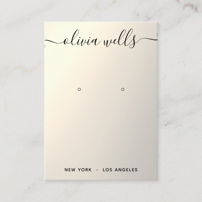 Gold Gradient Script Earring Display Business Card (Front)