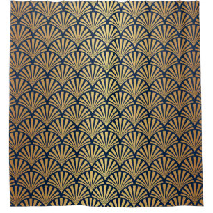 Gold Gradient: Seamless Art Deco Shower Curtain
