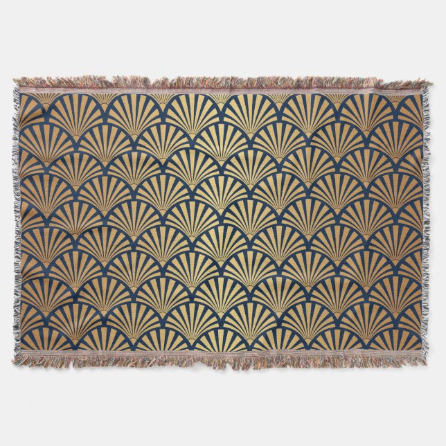 Gold Gradient: Seamless Art Deco Throw Blanket (Front)