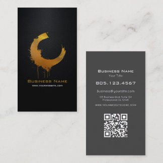 Gold Gradient Swirl • Custom Editable Black Carbon Business Card