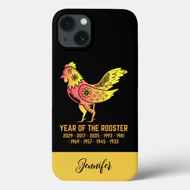 Gold Gradient Year Of Rooster Zodiac Name Black Case-Mate iPhone Case (Back)