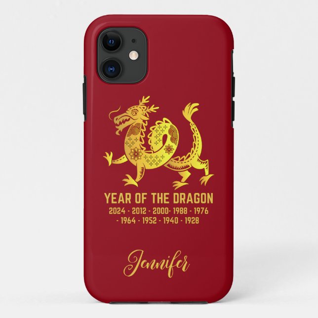 Gold Gradient Year Of The Dragon Zodiac Red Case-Mate iPhone Case (Back)