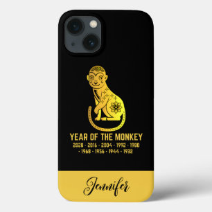 Gold Gradient Year Of The Monkey Zodiac Name Black iPhone 13 Case
