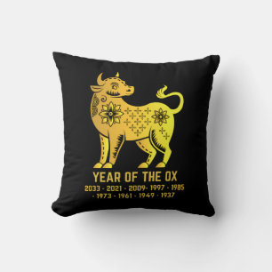 Gold Gradient Year Of The Ox Zodiac Black Cushion