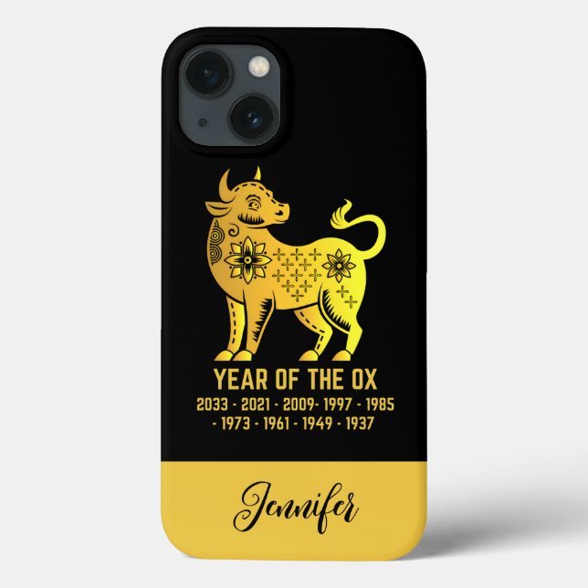 Gold Gradient Year Of The Ox Zodiac Name Black Case-Mate iPhone Case (Back)